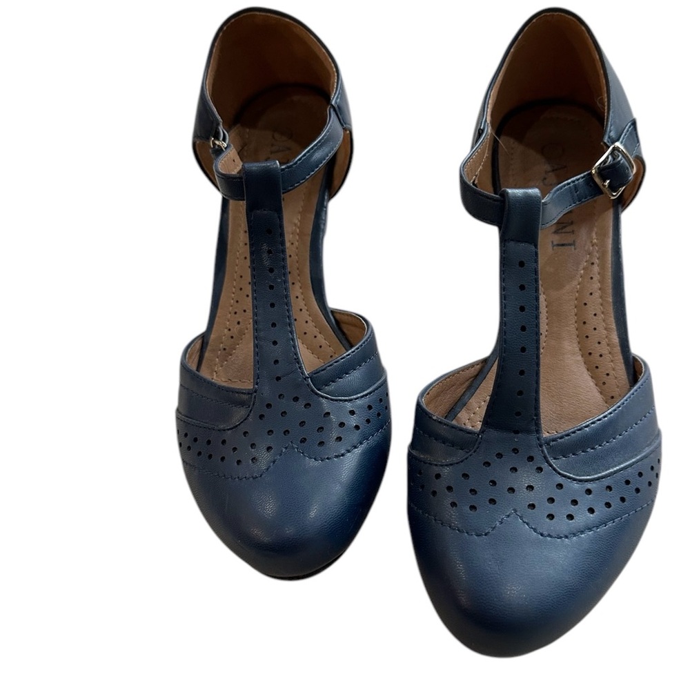 Women's Blue T-Strap Shoes
